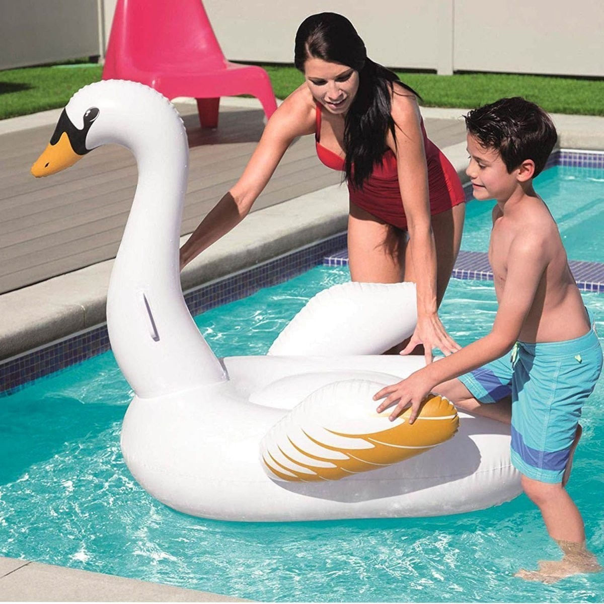 41123 - Bestway 122cm Altın Kanatlı Kuğu Binici